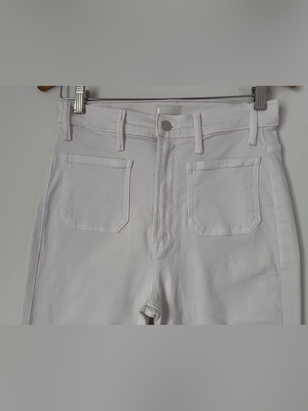 MOTHER The Hustler Patch Pocket Flood Jeans Cream Puffs Off-White Flare 28 - Picture 5 of 12